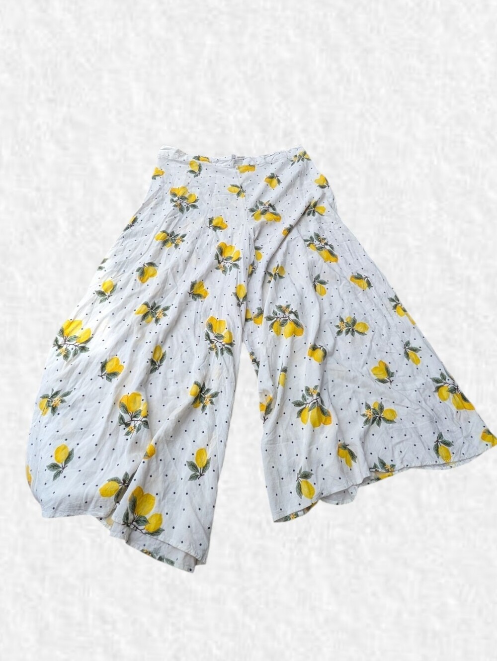 Forever 21 Plus Size 2x: Women’s White: Lemon & Polka Dot-Print Wide-Leg Flowy - Picture 3 of 7